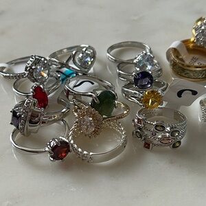 Multicolor‎ Gemstone Rings Set of 20